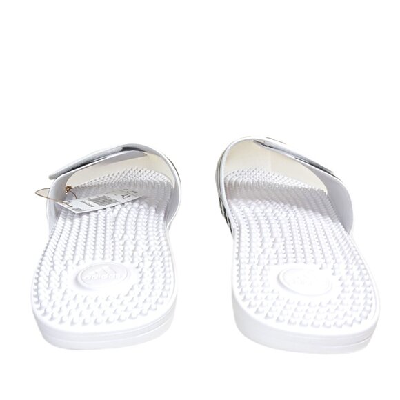 Adidas Adissage Slides Mens 17 White Black Cloudfoam Casual Comfort Sandals New